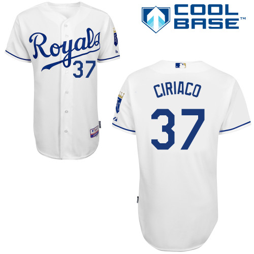 Pedro Ciriaco #37 MLB Jersey-Kansas City Royals Men's Authentic Home White Cool Base Baseball Jersey